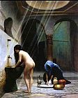 Jean-leon Gerome Famous Paintings - A Moorish Bath Turkish Woman Bathing No 2